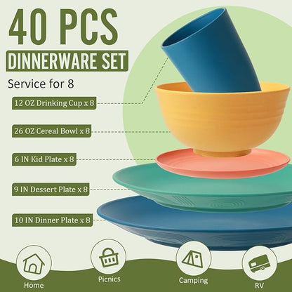 Wheat Straw Dinnerware Set 40 PCS - Image 2