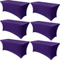 Obstal 6 Pack Stretch Spandex Table Covers for 6 Foot Tables - 6 FT Universal Rectangular Fitted Tablecloth Protector for Wedding, Banquet, Party (Dark Purple, 72 L x 30 W x 30 H Inches)