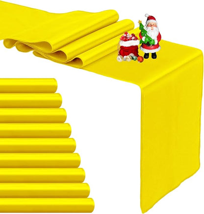 10-Pack Yellow Satin Table Runner 12 x 108 Inch Long Bright and Smooth Silk by Pufogu
