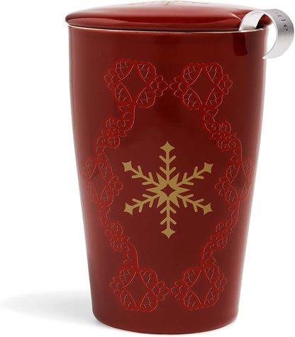 Tea Forte Double-Walled Ceramic Kati Cup, Warming Joy, 12 oz | Insulated Ceramic by TeaForte