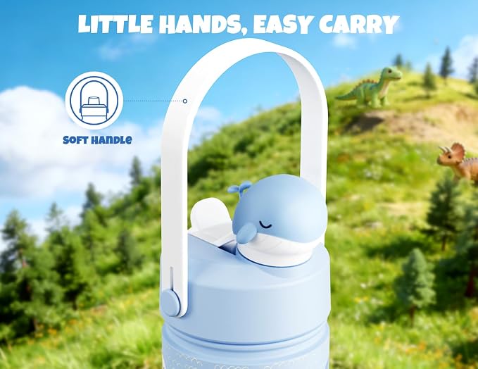 POWCAN 18 oz Kids Water Bottle for School: 2-in-1 Straw Spout Lid - Image 6
