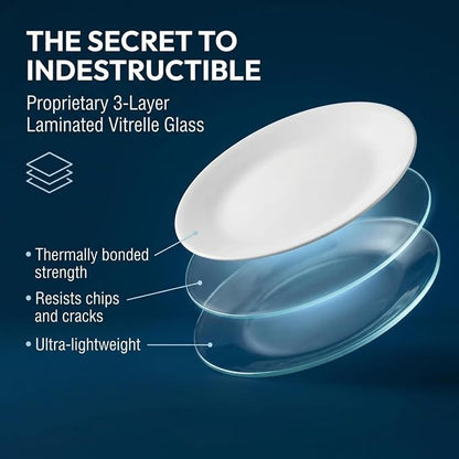 Corelle Vitrelle 6-Piece Salad Appetizer Plate Set Triple Layer Glass and Chip - Image 4