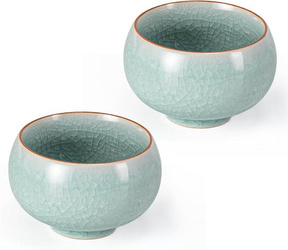 KAMMAK Japanese Tea Cups, 4.7 Oz Small Handmade Ceramic Teacups, Loose Leaf and by KAMMAK