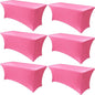 Obstal 6 Pack Stretch Spandex Table Covers for 8 Foot Tables - 8 FT Universal Rectangular Fitted Tablecloth Protector for Wedding, Banquet, Party (Dark Pink, 96 Length x 30 Width x 30 Height Inches)