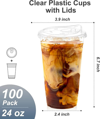 Dealusy 100 Pack - 24 oz Clear Plastic Cups - Image 2