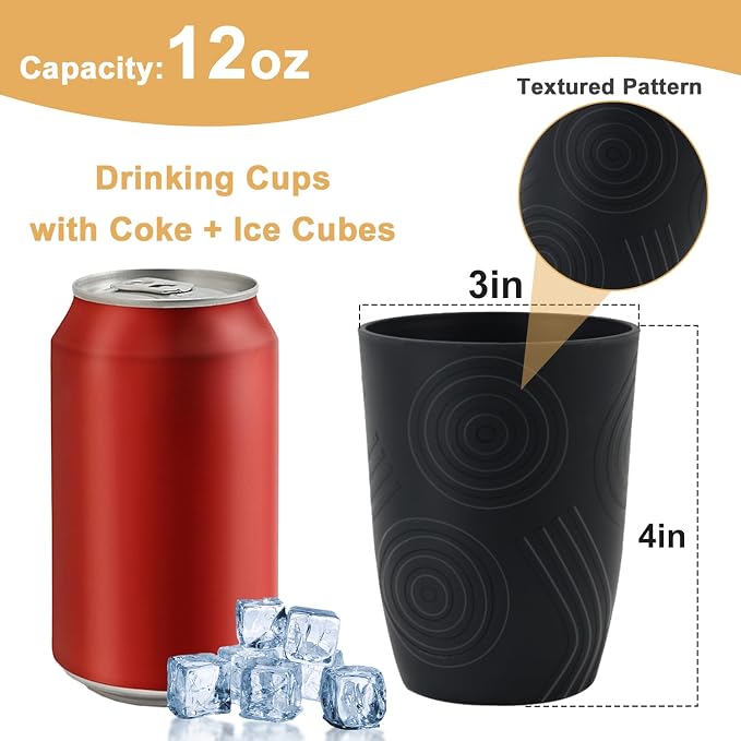 Wheat Straw Cups Sets of 6, Plastic Cups Reusable, Drinking Cup - Image 2