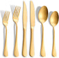 Matte Gold Silverware Set with Steak Knives, 24-Piece Stainless Steel Flatware by Joincook