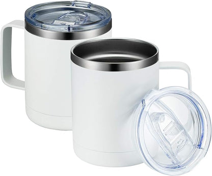 MEWAY 12oz Coffee Mug With Handle 2 Pack Bulk, Stainless Steel Insulated Travel by MEWAY