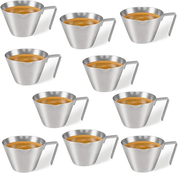 YARRAMATE 10 Pack Stainless Steel Espresso Shot Cup, 3.4oz | Heat Insulated Grip by YARRAMATE