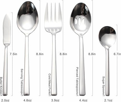 Silverware Set for 8,45 Pieces Forged Stainless Steel Flatware Set Cutlery Set,Heavy Duty and Modern Desgin,Fancy Tableware Cutlery Set for Home,Restaurant (Silver Cube 45)