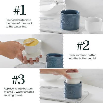 DOWAN Porcelain Butter Keeper Crock, French Butter Dish - Image 3