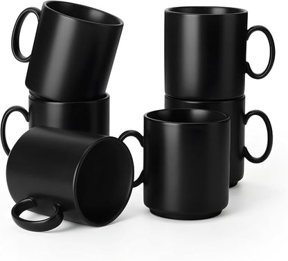 vancasso Porcelain Coffee Mugs Set of 6, 12 Oz Black Coffee Cups by vancasso