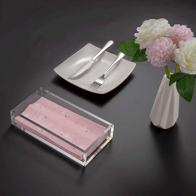 Acrylic Napkin Holder Tray, 8mm Thick Bathroom Guest Towel Holder | Vanity - Image 5