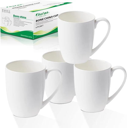 Chulan White Over 45% Bone Content Fine Bone China Coffee Mugs 10 oz, by HeartWaxBeadsforSensitiveSkin%EF%BC%86FullBodyand45contentFineBoneChina