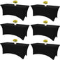 HAISIWLKJ 6 Pack Table Cloth 8ft Black Tablecloths for Rectangle Folding Table Spandex Fitted Stretch Cover Wrinkle Resistant Washable Protector for Party, Wedding, Banquet, Festival.