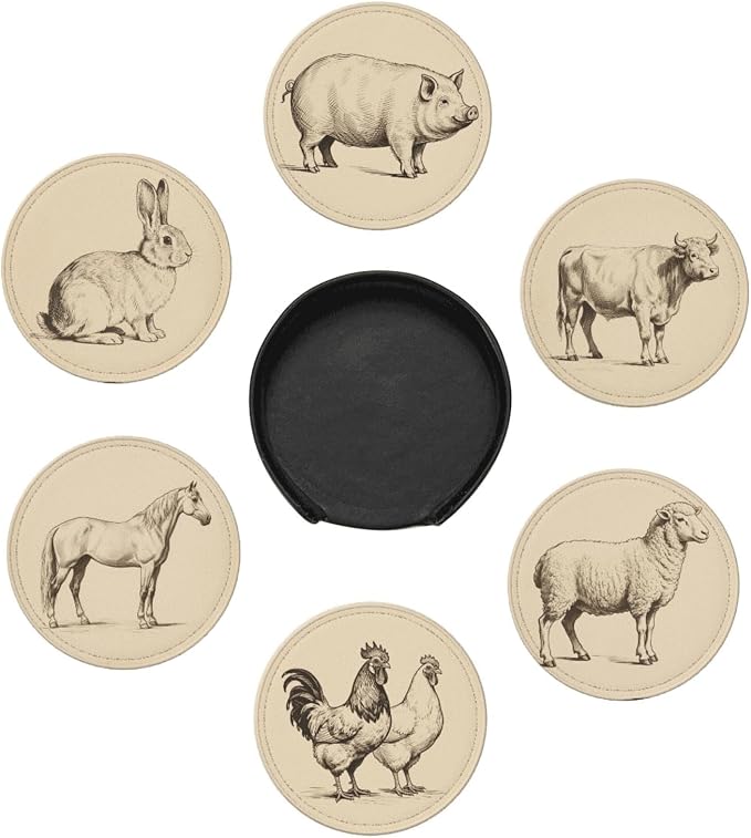 6 Pcs Farm Animals Drink Coasters by Cayiibe