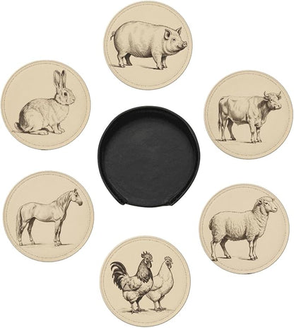 6 Pcs Farm Animals Drink Coasters by Cayiibe
