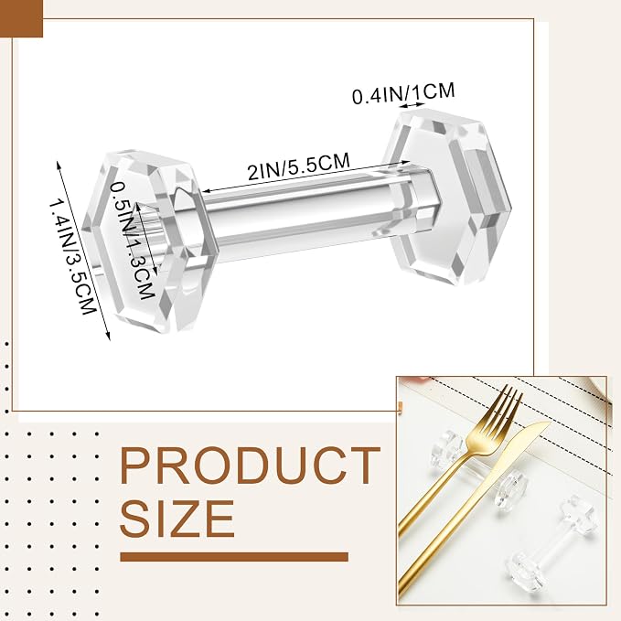 10 Pcs Crystal Acrylic Dumbbell Cutlery Holder Gift Set High Transparent Knife - Image 2