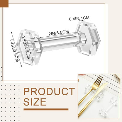 10 Pcs Crystal Acrylic Dumbbell Cutlery Holder Gift Set High Transparent Knife - Image 2