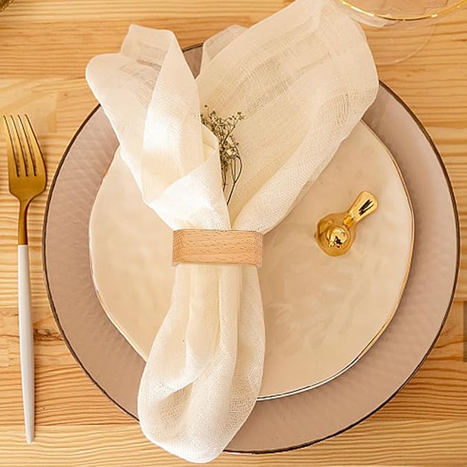 Wooden Napkin Rings Set of 8 for Wedding Party Dinning Table Decor Cloth Napkin - Image 4