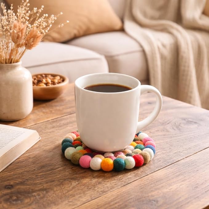 Round Felt Ball Coasters - Image 4