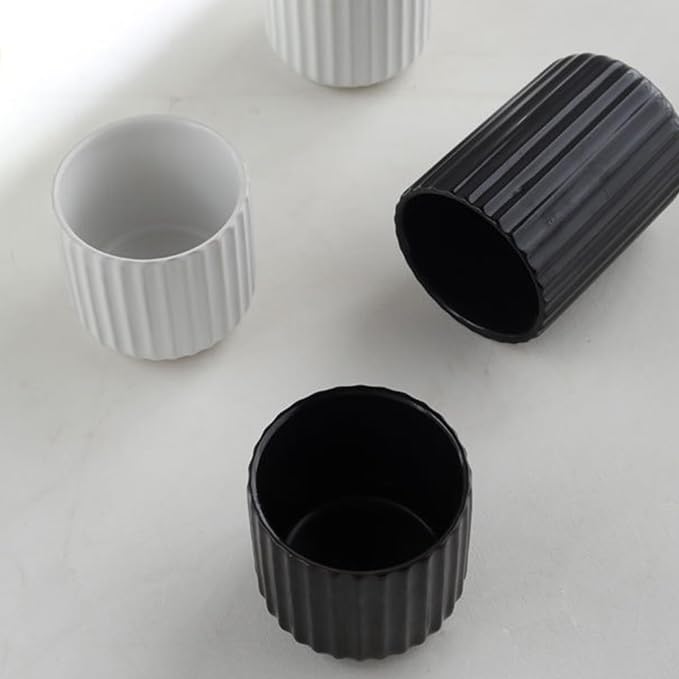 Nordic Ceramic Mug, Japanese Tea Cup 6oz Striped Cup No Handle Drinking Cup - Image 4