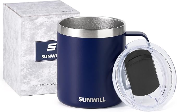 SUNWILL Insulated Coffee Mug, Stainless Steel 14 oz, Splash-Proof Lid | Keeps - Image 5