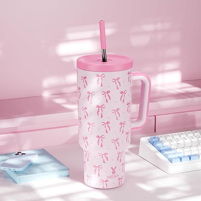 Meoky 40 oz Tumbler with Handle and Straw: Stainless Steel Insulated Tumbler - Image 7