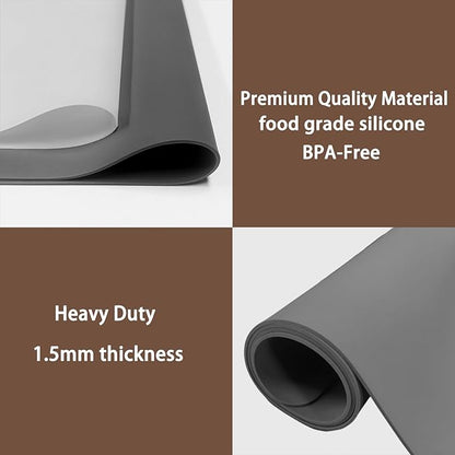 Silicone Mats for Kitchen Counter, 48"x32"(120cmx80cm) Large Heat Resistant Mat Kitchen Island Waterproof Countertop Protector Mat Nons-slip Extra Large Counter Mat, Light Gray