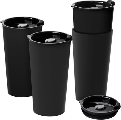 Greentainer 4 Pack Plastic Travel Coffee Mug Set, 20 oz Spill Proof Drinking by Greentainer