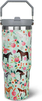 30 oz Horse Tumbler with Handle and Flip Straw, Vacuum Insulated Water Bottle by awufncksn