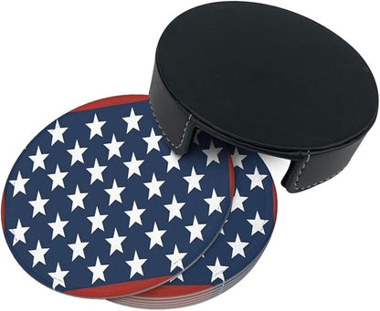 6 Pcs Independence Day 4th of July Patriotic American Flag Leather Coasters - Image 5