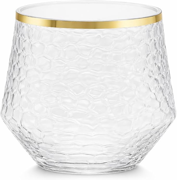 Oojami 48 Pack Plastic Champagne Flutes Stemless 9oz & 12oz Gold Rim Ribbed | - Image 6
