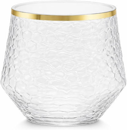 Oojami 48 Pack Plastic Champagne Flutes Stemless 9oz & 12oz Gold Rim Ribbed | - Image 6