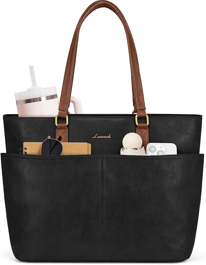 LOVEVOOK Work Tote Bags for Women, Vintage Leather 15.6 Inch Laptop Bag by LOVEVOOK