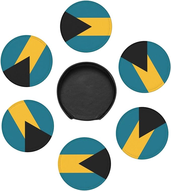 6 Pack Bahamas Flag Leather Coaster - Image 3