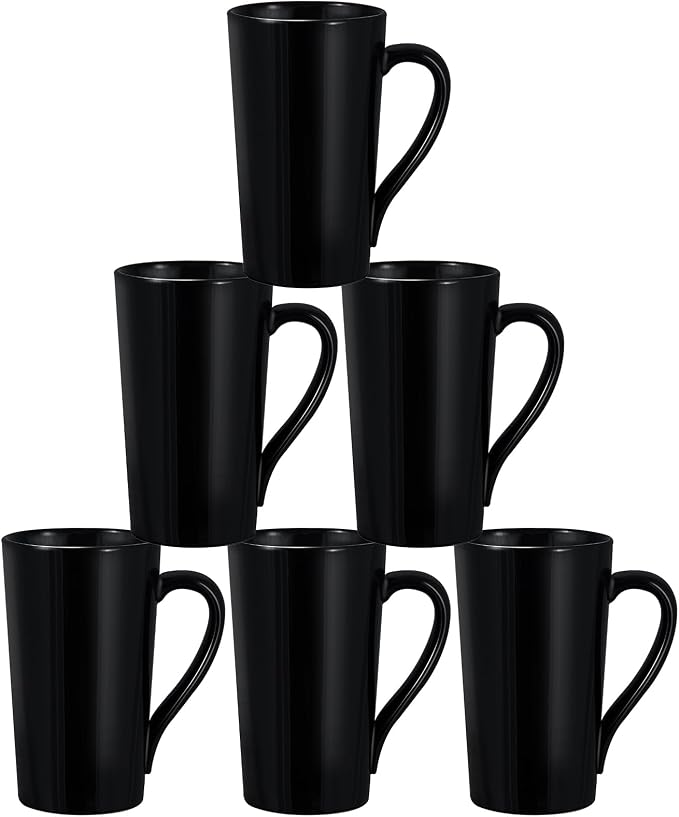 20 oz Ceramic Black Coffee Mugs Set of 6, Large Tall Coffee Mug - Image 8