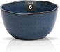 Organic Shape Highland Ceramic Bouillon Cup, 6pcs Handmade Reactive Glaze Stoneware Dip Bowls 9oz with Wavy Edge, for Kitchen, Microwave & Dishwasher Safe, Scratch Resistant-Blue