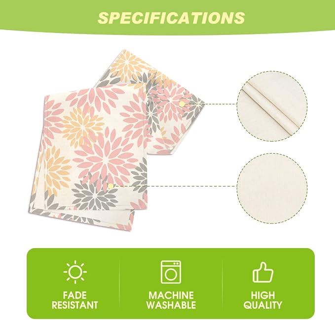 Artoid Mode Pink Dahlia Floral Pinnata Summer Table Runner, Spring Kitchen - Image 5
