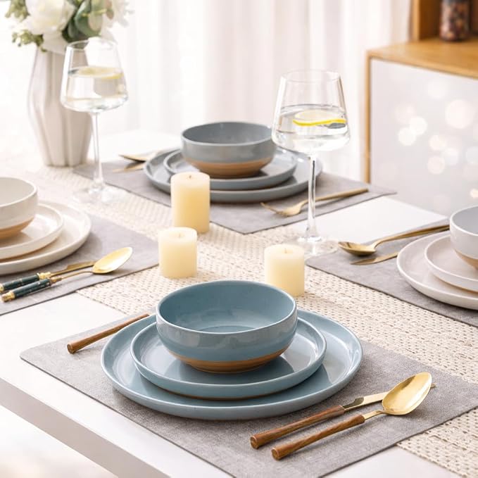 AmorArc Dinnerware Sets for 4, 12 Pieces Ceramic Plates and Bowls Set | Scratch - Image 8