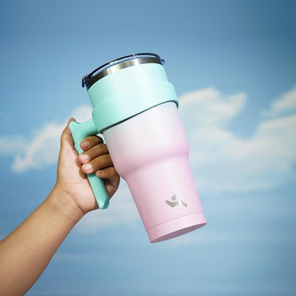 Konokyo 40 oz Tumbler with Handle and Straw, Insulated Travel Mug | Gum; - Image 5