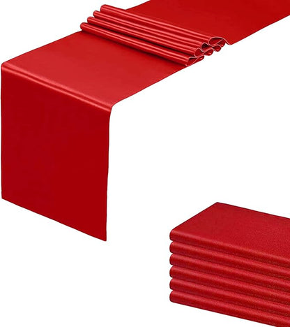 Red Table Runners, 12x108 Inches, 6 Pack | Satin, Silk and Smooth Fabric by HMQIANG