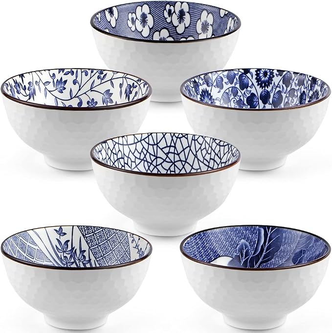 Ceramic Rice Bowls 10 oz, Japanese Style Bowl Gift Set - Image 2