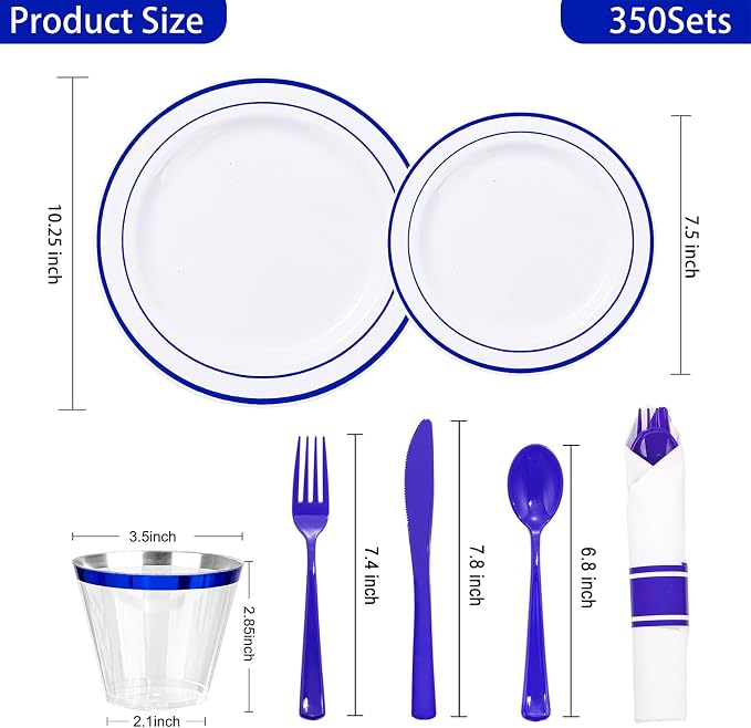 WELLIFE 700 Pcs Blue Plastic Plates - Image 2
