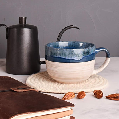Bosmarlin Large Ceramic Coffee Mug Set of 2, Stoneware Latte Mug - Image 4
