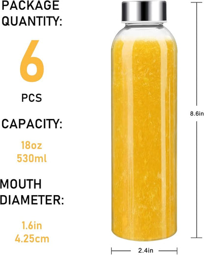 Sursip 18oz Glass Water Bottle Set of 6 - Image 7