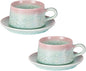 KAMMAK Tea Cups and Saucers Set of 2, 7.7 oz Glaze Coffee Mugs, JX001 | by KAMMAK