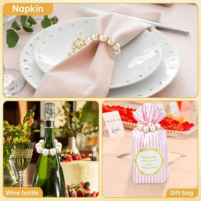 60 Pcs Pearl Napkin Rings Set - Image 4