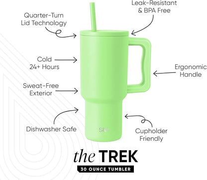 Simple Modern Tumbler with Handle and Straw | 30oz | Green | Trek Tumbler - Image 2