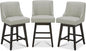 CHITA Counter Height Swivel Bar Stools Set of 3, FSC Certified Upholstered Counter Stools, Modern Swivel Barstools with Wood Legs for Kitchen Island, 26" Seat Height, Faux Leather in Creamy Grey